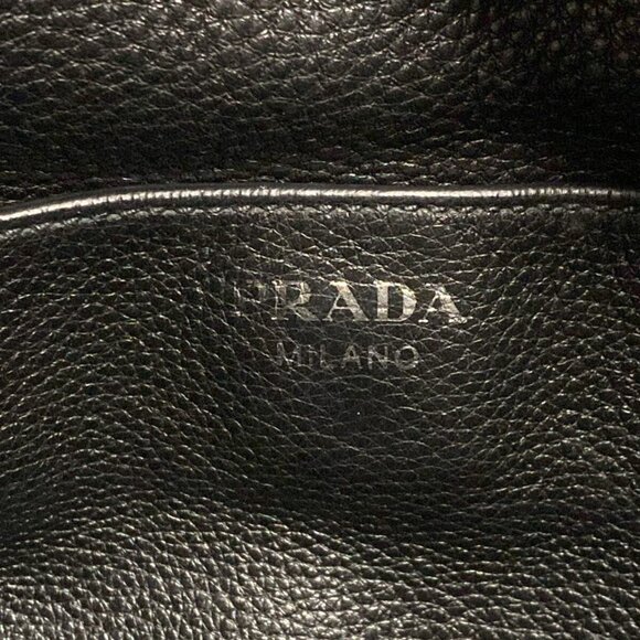 Auth PRADA Logo 1BC013 Black Leather - Shoulder Bag - Picture 7 of 16